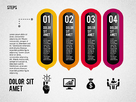 Quatre étapes avec des icônes, Diapositive 8, 02109, Schémas de procédés — PoweredTemplate.com