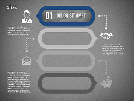 Four Steps with Icons, Slide 9, 02109, Process Diagrams — PoweredTemplate.com