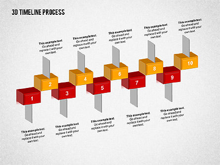 3D-Timeline-Prozess, PowerPoint-Vorlage, 02121, Timelines & Calendars — PoweredTemplate.com