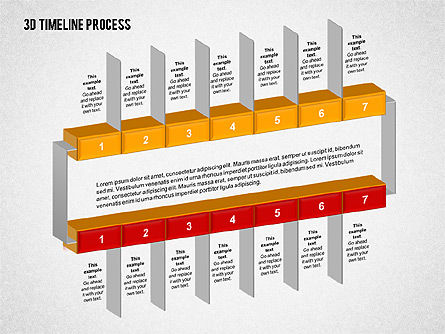 3D-Timeline-Prozess, Folie 3, 02121, Timelines & Calendars — PoweredTemplate.com