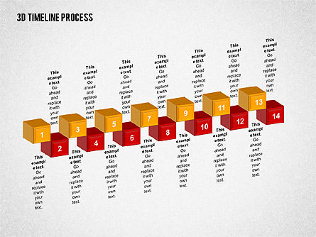 3D-Timeline-Prozess, Folie 4, 02121, Timelines & Calendars — PoweredTemplate.com