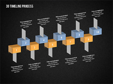 3Dタイムラインプロセス, スライド 9, 02121, Timelines & Calendars — PoweredTemplate.com