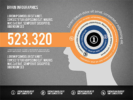 두뇌 infographics, 슬라이드 13, 02125, 단계 도표 — PoweredTemplate.com