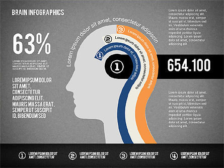 Gehirn-Infografiken, Folie 14, 02125, Ablaufdiagramme — PoweredTemplate.com