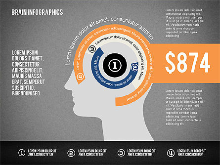 두뇌 infographics, 슬라이드 15, 02125, 단계 도표 — PoweredTemplate.com