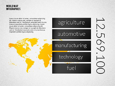 Infografía del mapa del mundo, Diapositiva 3, 02137, Infografías — PoweredTemplate.com