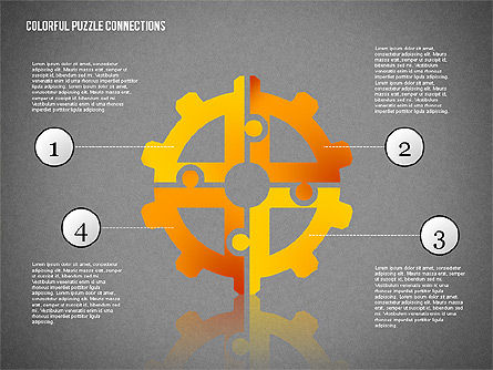 Kleurrijke puzzel verbindingen, Dia 16, 02139, Puzzeldiagrammen — PoweredTemplate.com