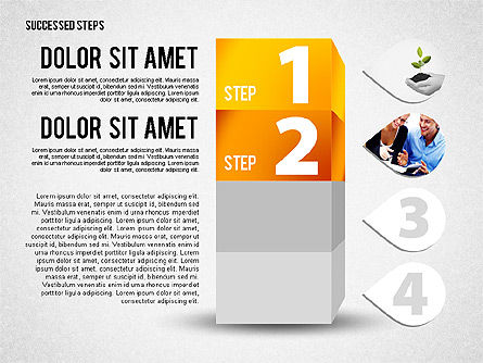 성공 단계, 슬라이드 3, 02144, 단계 도표 — PoweredTemplate.com