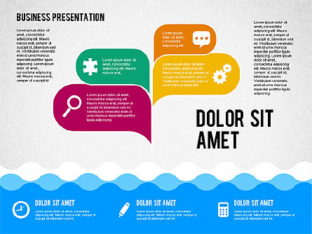 Presentazione con icone e forme in stile piatto, Slide 2, 02155, Modelli Presentazione — PoweredTemplate.com
