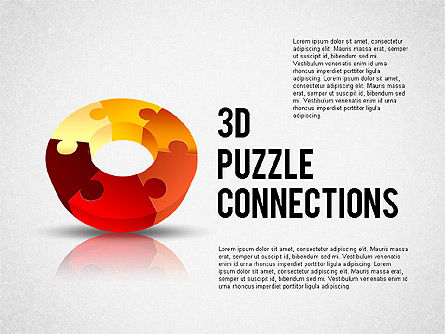 3 차원 도넛 형 퍼즐 차트, 파워 포인트 템플릿, 02162, 모양 — PoweredTemplate.com