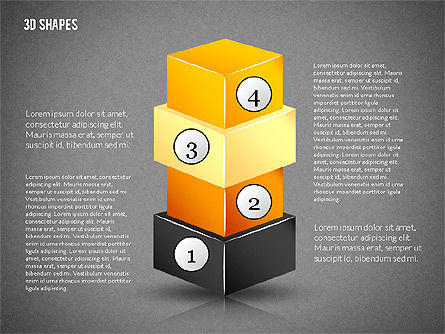 3D 모양의 그룹, 슬라이드 15, 02192, 모양 — PoweredTemplate.com