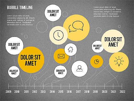 Línea de tiempo de la burbuja, Diapositiva 12, 02205, Timelines & Calendars — PoweredTemplate.com