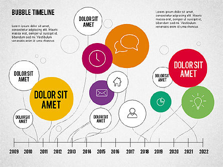 Línea de tiempo de la burbuja, Diapositiva 4, 02205, Timelines & Calendars — PoweredTemplate.com