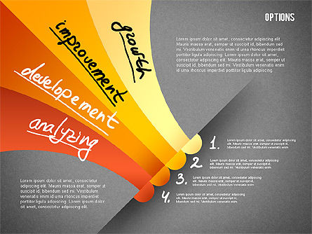 Banner de opções de quatro inclinações, Deslizar 12, 02206, Diagramas de Etapas — PoweredTemplate.com