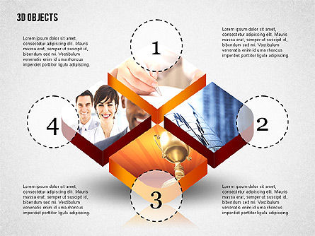 Objets 3d avec des photos, Modele PowerPoint, 02210, Formes — PoweredTemplate.com