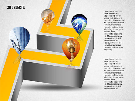 사진이있는 3d 객체, 슬라이드 8, 02210, 모양 — PoweredTemplate.com