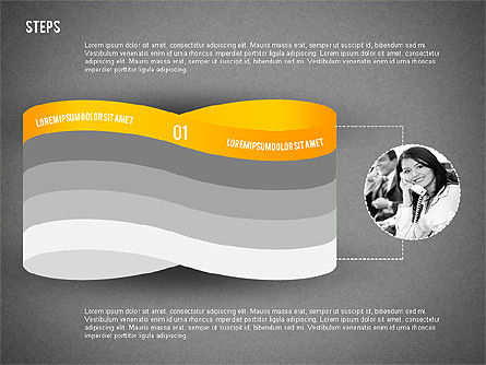 Mobius Strip Like Steps with Photos, Slide 12, 02221, Stage Diagrams — PoweredTemplate.com