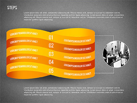 Mobius Strip Like Steps with Photos, Slide 16, 02221, Stage Diagrams — PoweredTemplate.com