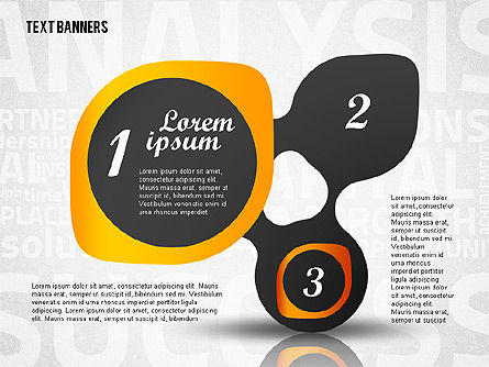 Connected Text Banners, PowerPoint Template, 02222, Text Boxes — PoweredTemplate.com