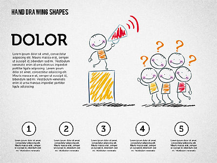 Stickman y preguntas dibujadas a mano formas, Diapositiva 7, 02243, Formas — PoweredTemplate.com