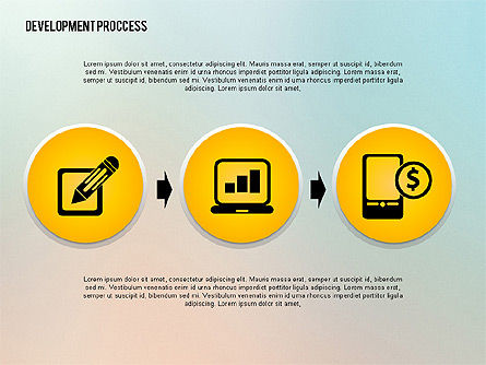 Media sharing proces met pictogrammen, PowerPoint-sjabloon, 02260, Icoontjes — PoweredTemplate.com