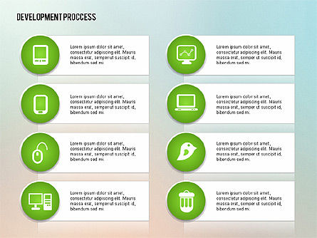 Proceso de compartimiento de medios con iconos, Diapositiva 15, 02260, Iconos — PoweredTemplate.com