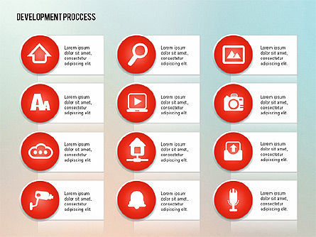 Processo di condivisione multimediale con icone, Slide 16, 02260, icone — PoweredTemplate.com