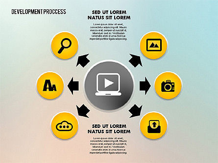 Processus de partage de médias avec des icônes, Diapositive 3, 02260, Icônes — PoweredTemplate.com