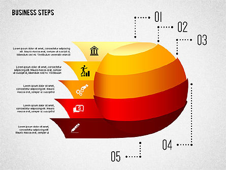 단계와 아이콘이있는 도형, 슬라이드 10, 02264, 단계 도표 — PoweredTemplate.com