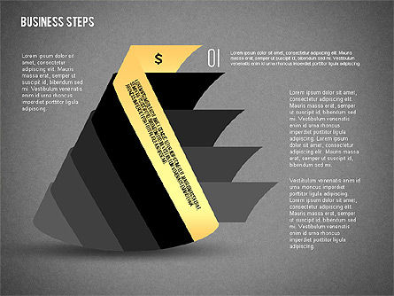 Formes géométriques avec étapes et icônes, Diapositive 11, 02264, Schémas d'étapes — PoweredTemplate.com