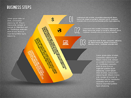 Formes géométriques avec étapes et icônes, Diapositive 13, 02264, Schémas d'étapes — PoweredTemplate.com