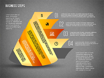 Formes géométriques avec étapes et icônes, Diapositive 14, 02264, Schémas d'étapes — PoweredTemplate.com