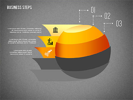 Bentuk Geometris Dengan Langkah Dan Ikon, Slide 18, 02264, Diagram Panggung — PoweredTemplate.com