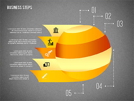 Formes géométriques avec étapes et icônes, Diapositive 20, 02264, Schémas d'étapes — PoweredTemplate.com