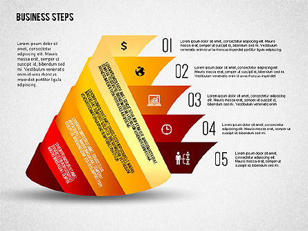 Geometric Shapes with Steps and Icons, Slide 5, 02264, Stage Diagrams — PoweredTemplate.com