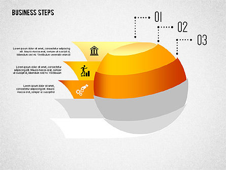 단계와 아이콘이있는 도형, 슬라이드 8, 02264, 단계 도표 — PoweredTemplate.com