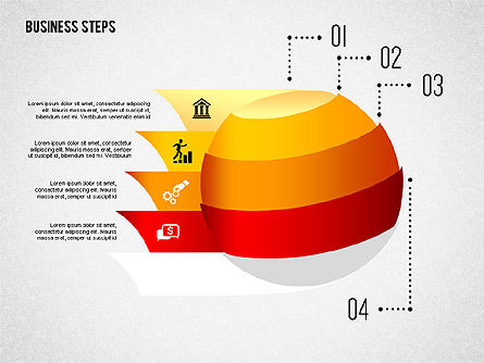 단계와 아이콘이있는 도형, 슬라이드 9, 02264, 단계 도표 — PoweredTemplate.com