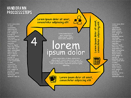 Diagrammes de processus dans le style de dessin à la main, Diapositive 11, 02298, Schémas de procédés — PoweredTemplate.com