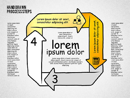 Diagrammes de processus dans le style de dessin à la main, Diapositive 2, 02298, Schémas de procédés — PoweredTemplate.com