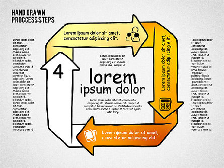 Diagrammes de processus dans le style de dessin à la main, Diapositive 3, 02298, Schémas de procédés — PoweredTemplate.com