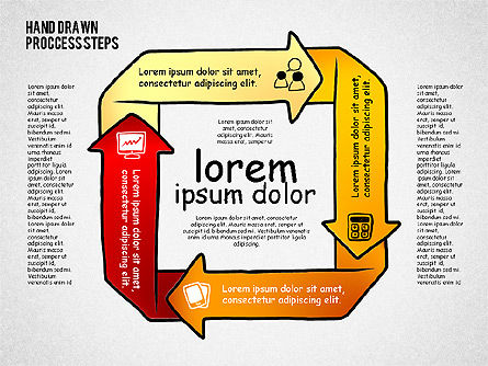 Diagrammes de processus dans le style de dessin à la main, Diapositive 4, 02298, Schémas de procédés — PoweredTemplate.com