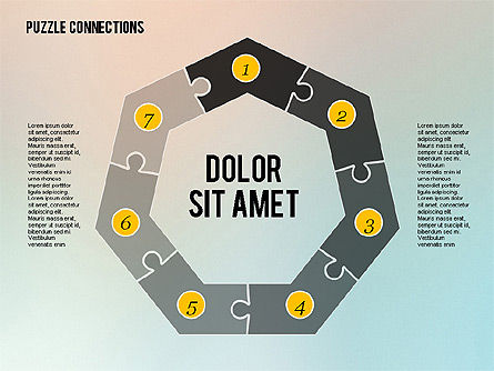 Conexiones de rompecabezas en diseño plano, Diapositiva 10, 02338, Diagramas de puzzle — PoweredTemplate.com