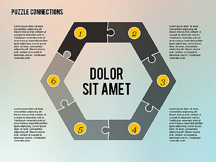 Conexiones de rompecabezas en diseño plano, Diapositiva 14, 02338, Diagramas de puzzle — PoweredTemplate.com