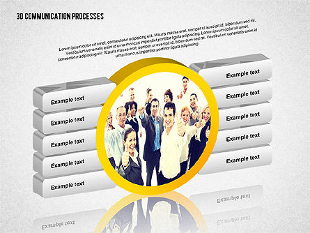 3d communicatieprocessen diagram, PowerPoint-sjabloon, 02343, Procesdiagrammen — PoweredTemplate.com
