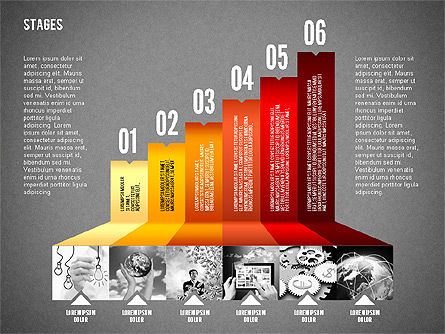 Schéma des étapes et des étapes, Diapositive 16, 02345, Schémas d'étapes — PoweredTemplate.com