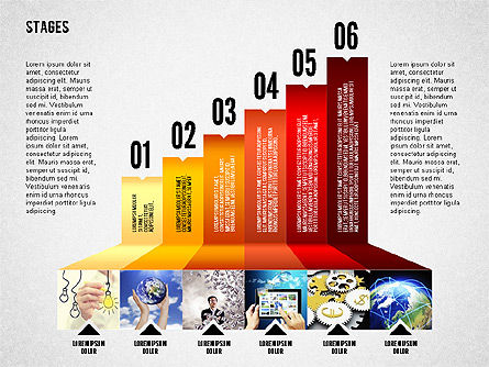 Schéma des étapes et des étapes, Diapositive 8, 02345, Schémas d'étapes — PoweredTemplate.com