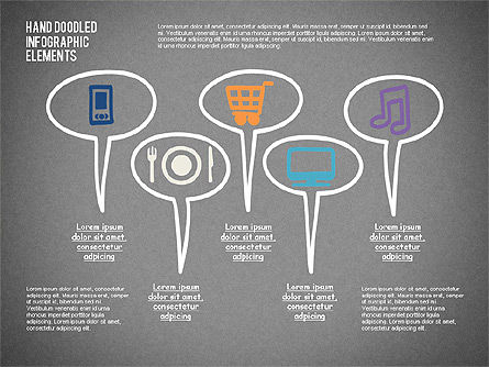 Doodled infographic elementen, Dia 15, 02348, Infographics — PoweredTemplate.com