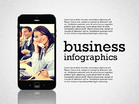 Business Infographics with Smartphone, PowerPoint Template, 02352, Presentation Templates — PoweredTemplate.com