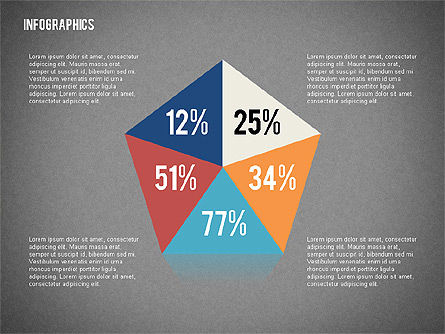 Flach entworfene infografische Formen, Folie 12, 02358, Schablonen — PoweredTemplate.com