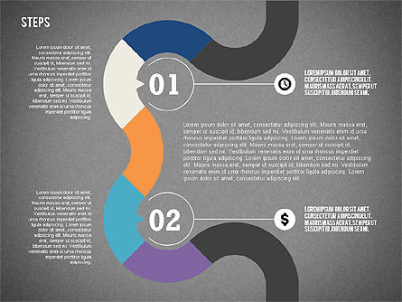 Kleurrijke tape stappen toolbox, Dia 13, 02362, Stage diagrams — PoweredTemplate.com